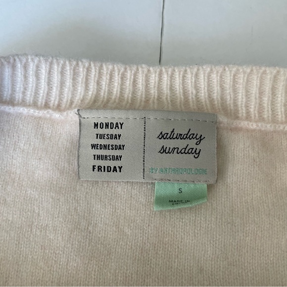 100% cashmere Anthropologie Saturday Sunday Emmeline crewneck sweater striped - Picture 3 of 6